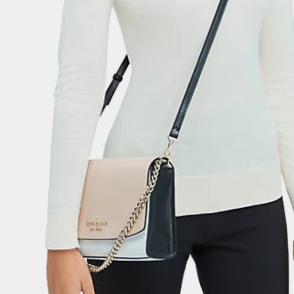 NWT Kate Spade Carson Leather Colorblock Crossbody Satchel Gray White Black MINT - Picture 13 of 15